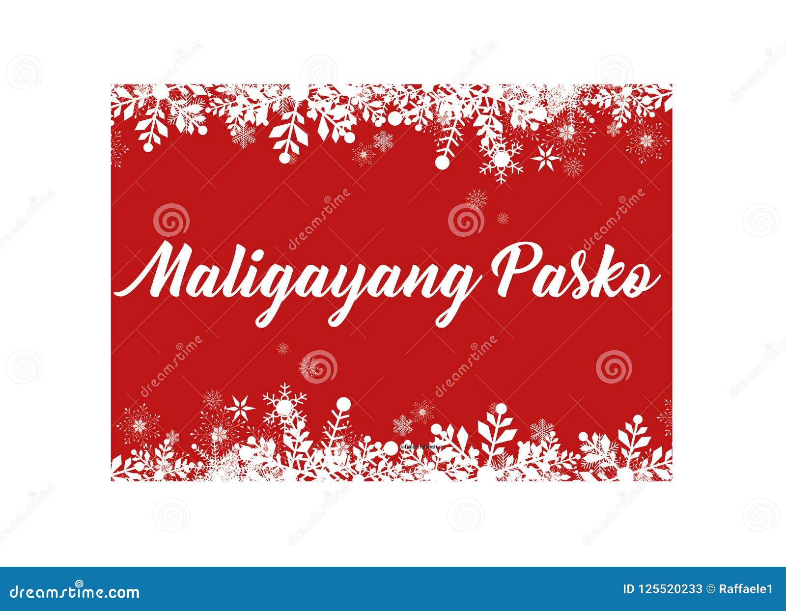 Red Merry Christmas in Filipino Greeting Card for Web and Print Stock Vector - Illustration of background, christmas: 125520233