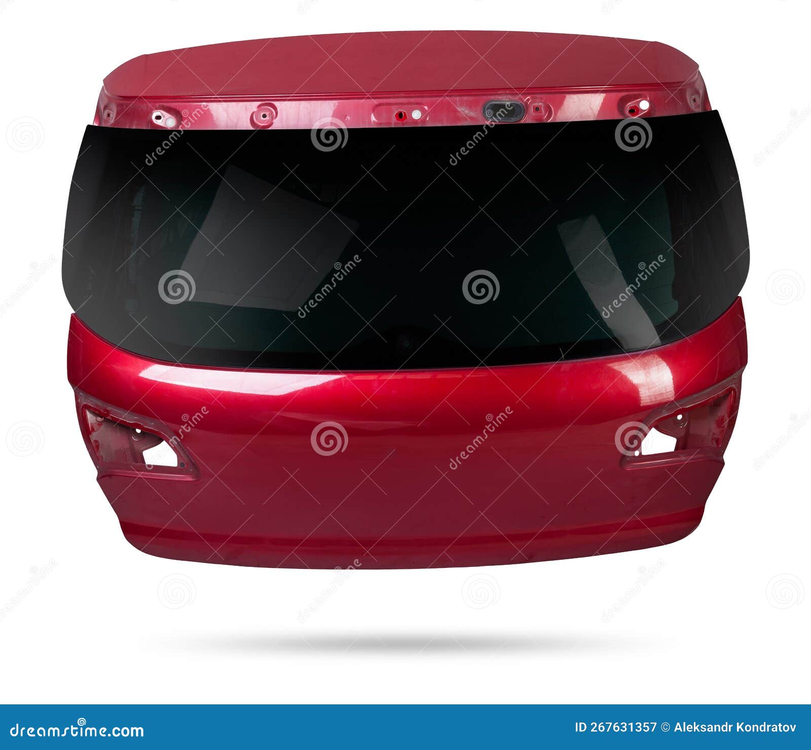 Red Metallic Boot Lid Reverse Side with Stiffeners on a White Isolated