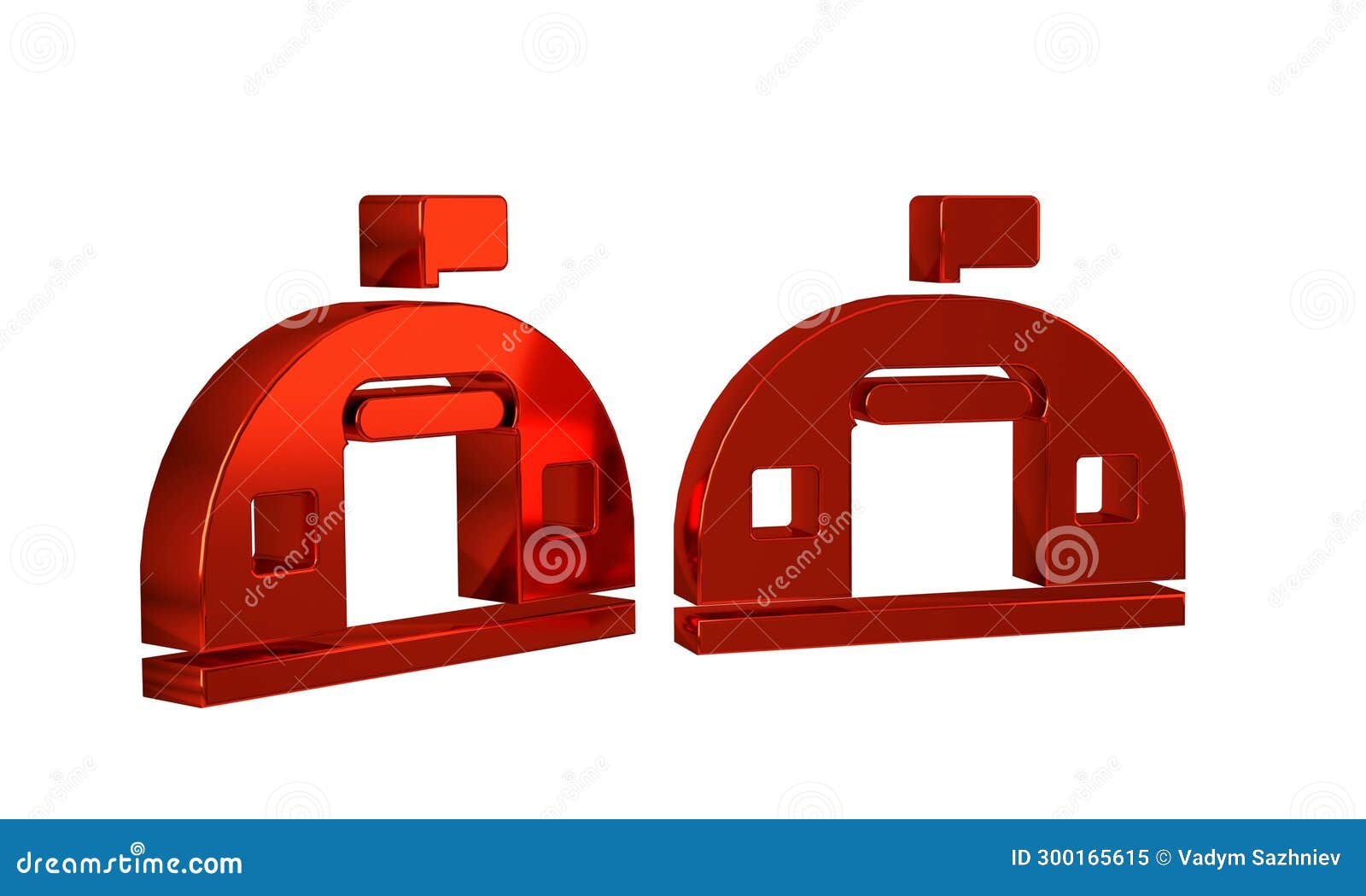 red military barracks station icon  on transparent background. airstrikes architecture army.