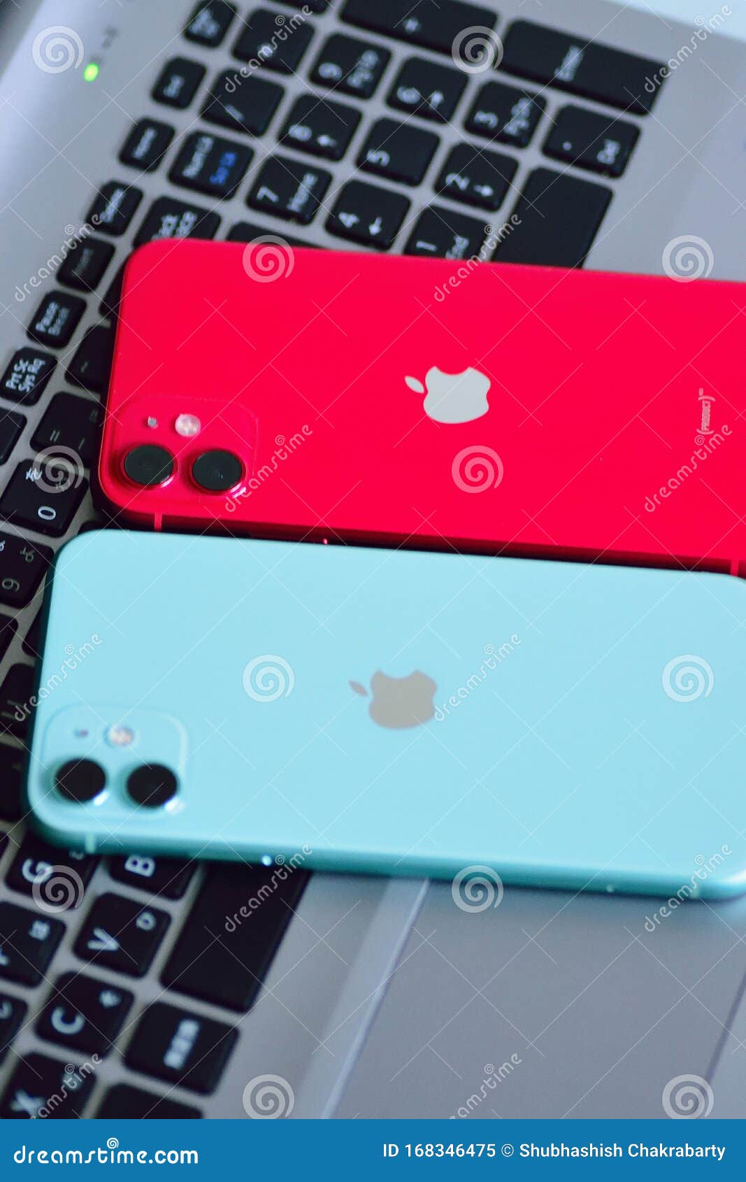 Red Mint Green Color Iphone 11 Featuring Dual Camera Editorial Image Image Of Background Electronics