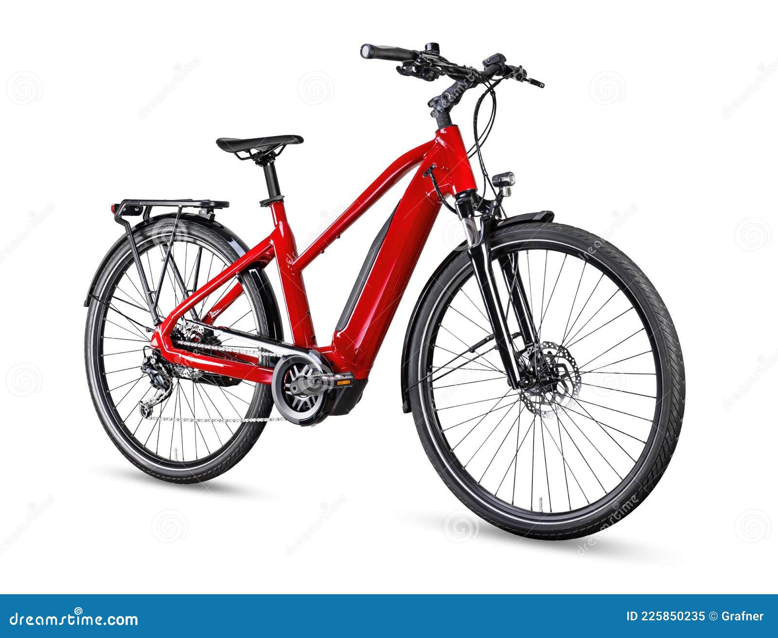 Red Modern Mid Drive Motor City Touring or Trekking E Bike Pedelec with  Electric Engine Middle Mount. Battery Powered Ebike Stock Image - Image of  bike, ladies: 225850235