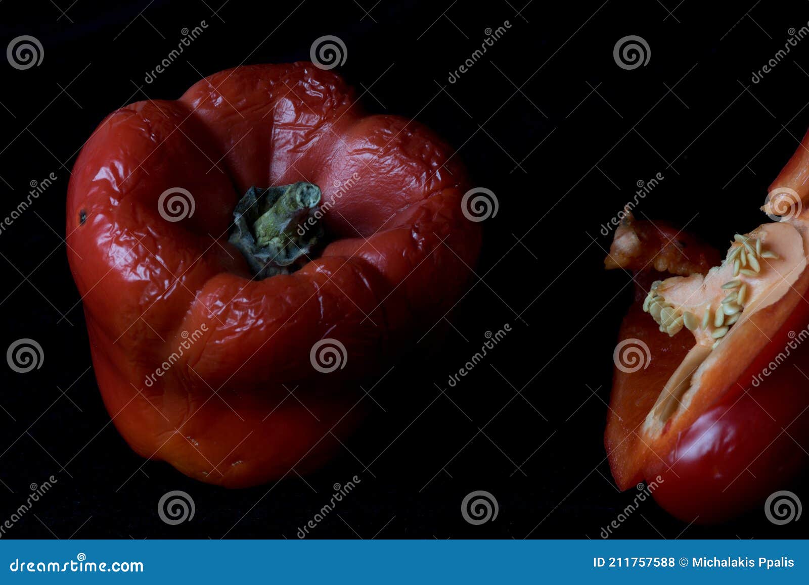 Red Moldy Pepper on a Black Background Stock Photo Image of mold
