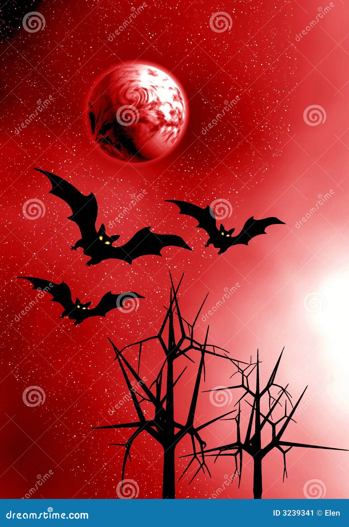 Red Moon And Bats. Stock Image Image 3239341