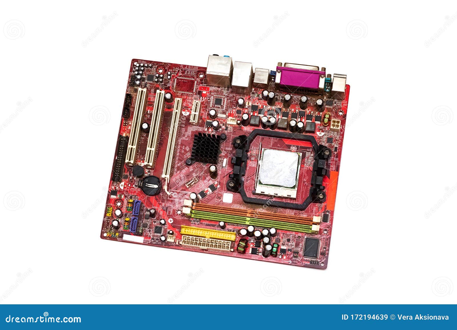 betyder Governable Tordenvejr Red Motherboard Isolated on a White Background Stock Image - Image of data,  capacitor: 172194639
