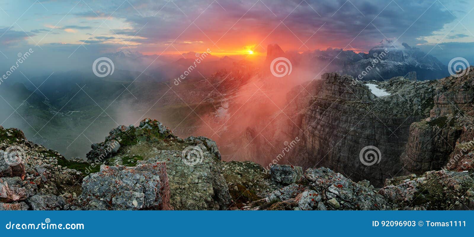red mountain landscape panorama, dolomiti