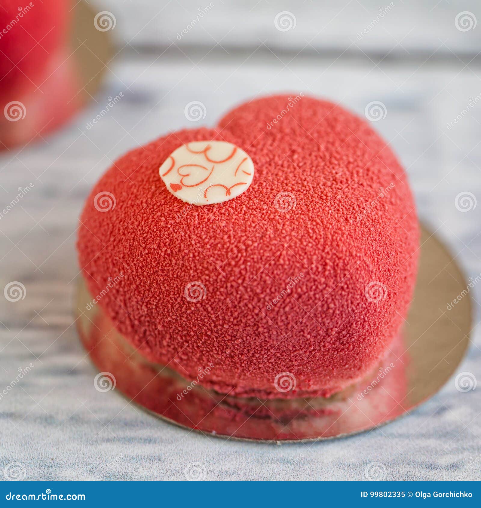 Red mousse heart cakes stock image. Image of color, pastry - 99802335