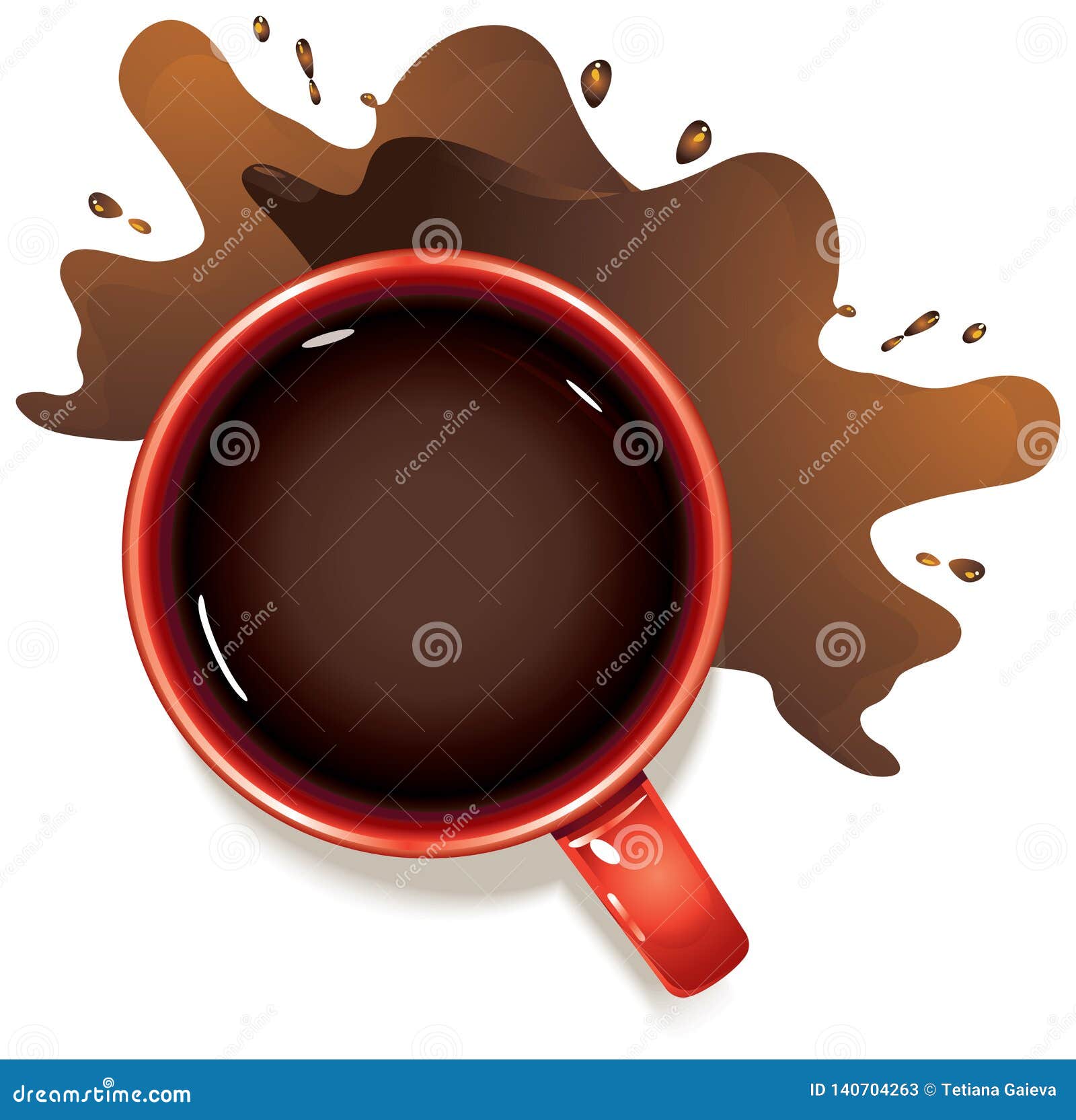 Red Mug Of Coffee, Top View Stock Vector Illustration of