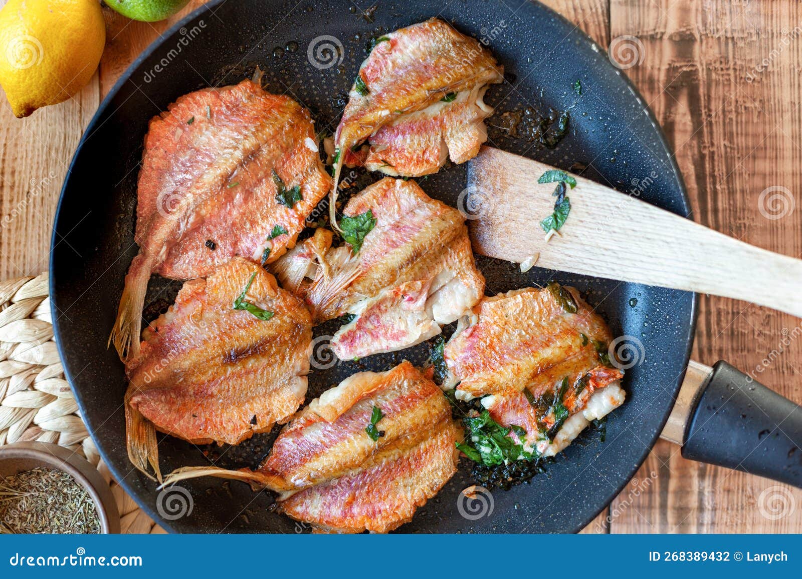 Red Mullet Fish Cooked on a Pan Stock Photo Image of mullet, atlantic