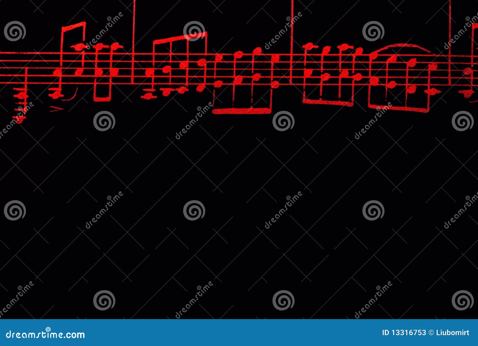 red musical notes with copy space