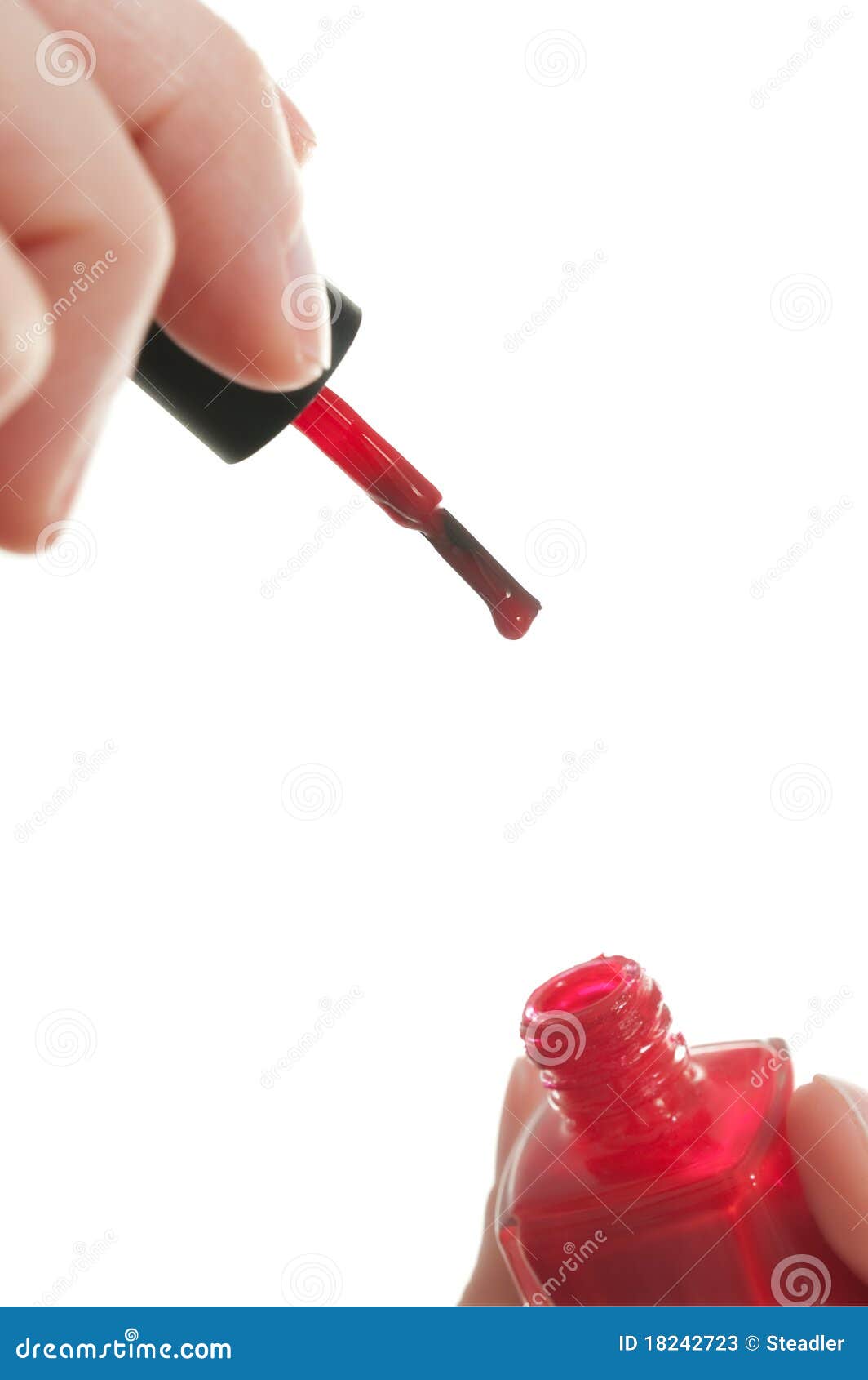 Red Nail Polish and Applicator Stock Image Image of holding, body