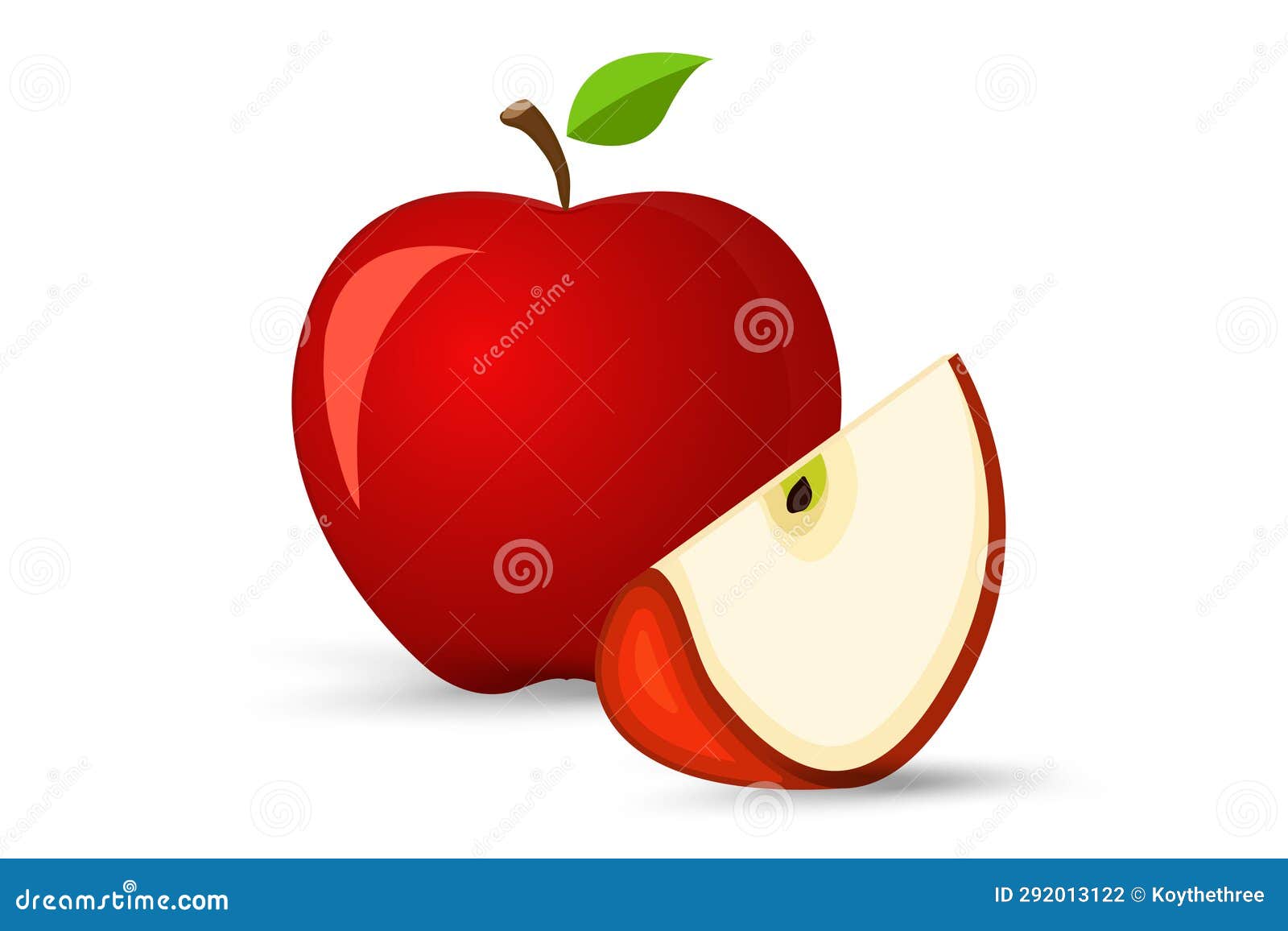 red natural fresh apples  icon, and red piece cut of juicy apple fruit , delicious apple fruit concept on 