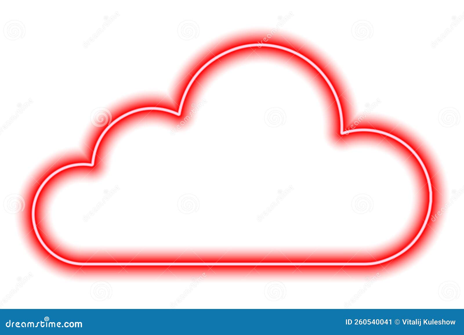 Red Neon Cloud Isolated on White. Linear Contour Stock Illustration
