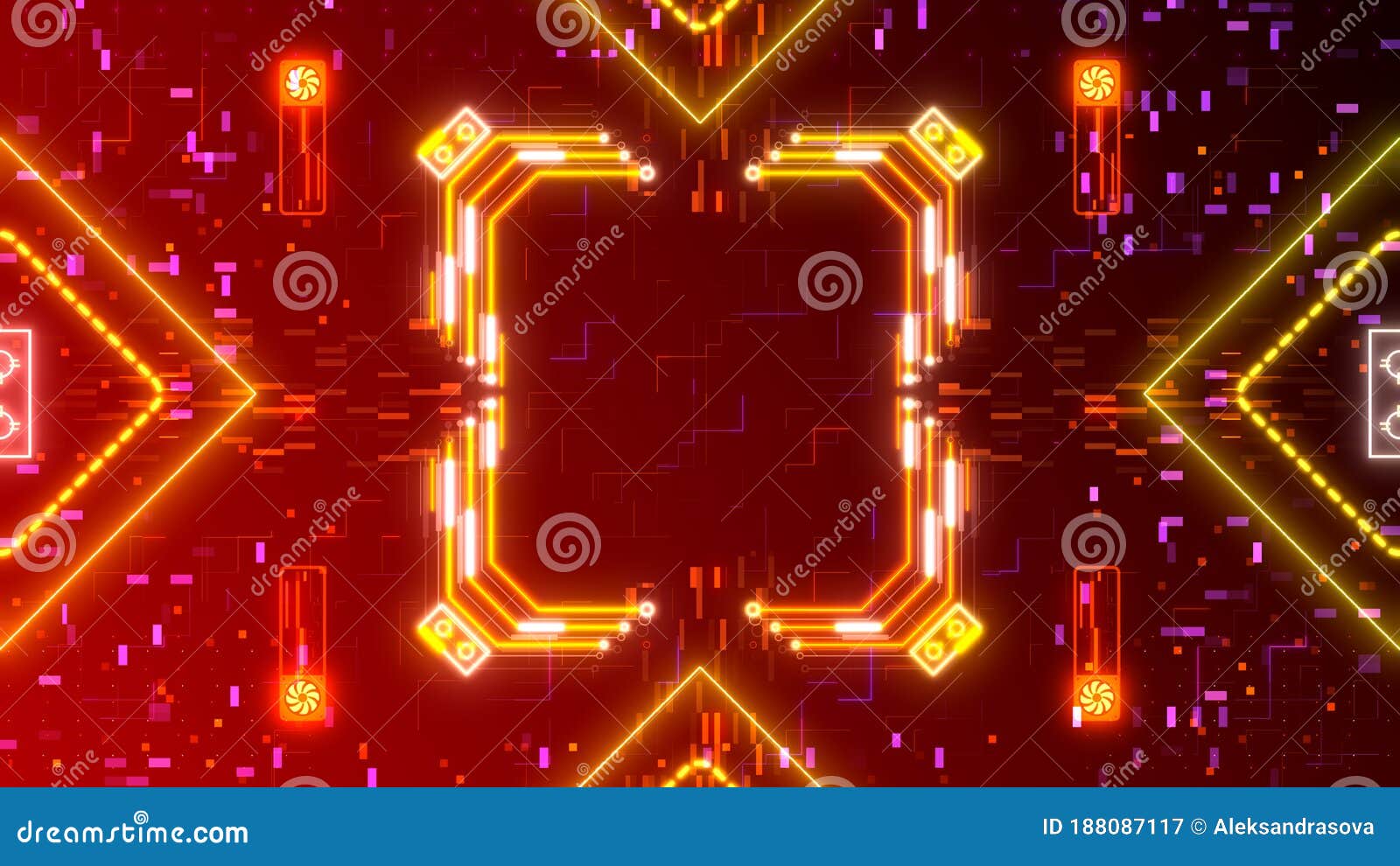 Red Neon Cyber Background. Digital Hud Illustration. Red, Yellow ...