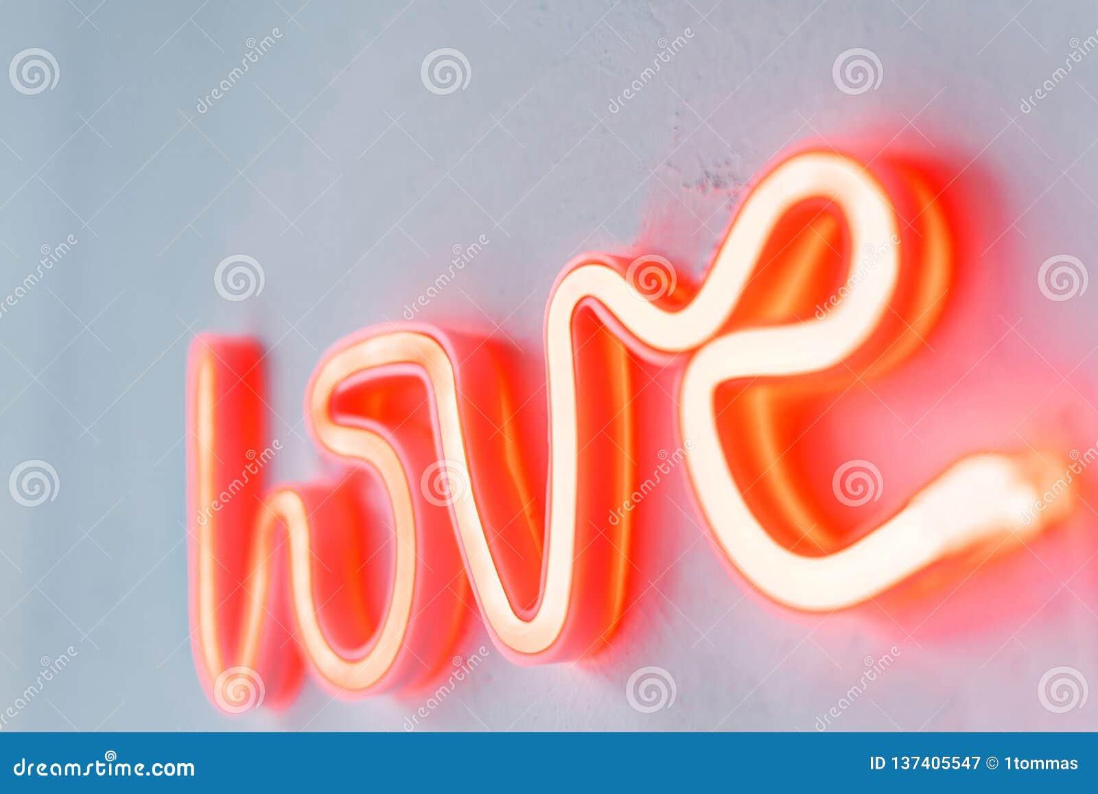 Red Neon Love Sign on a White Wall. Stock Image Image of neon, amour