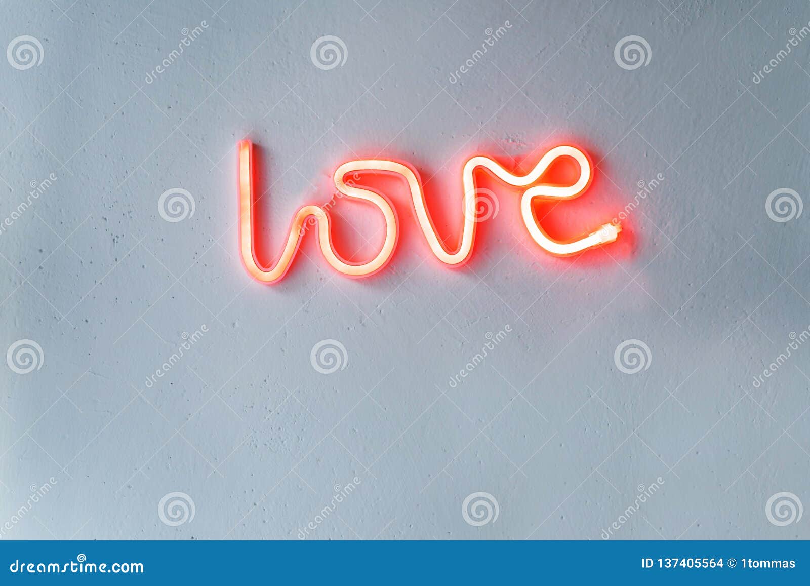 Red Neon Love Sign on a White Wall. Stock Photo Image of abstract