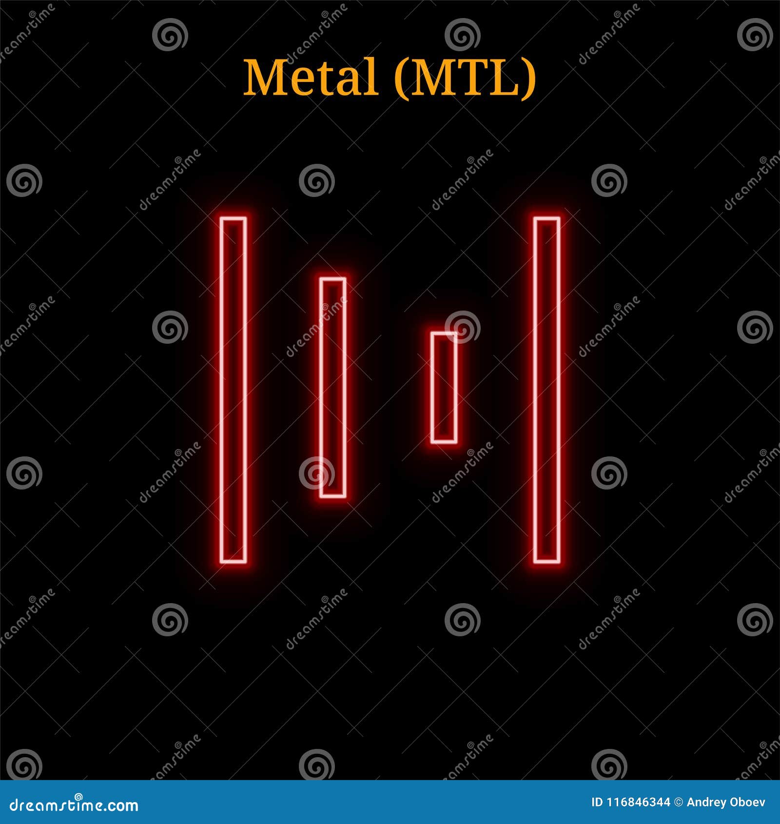 Red Neon Metal MTL Cryptocurrency Symbol Stock Vector ...