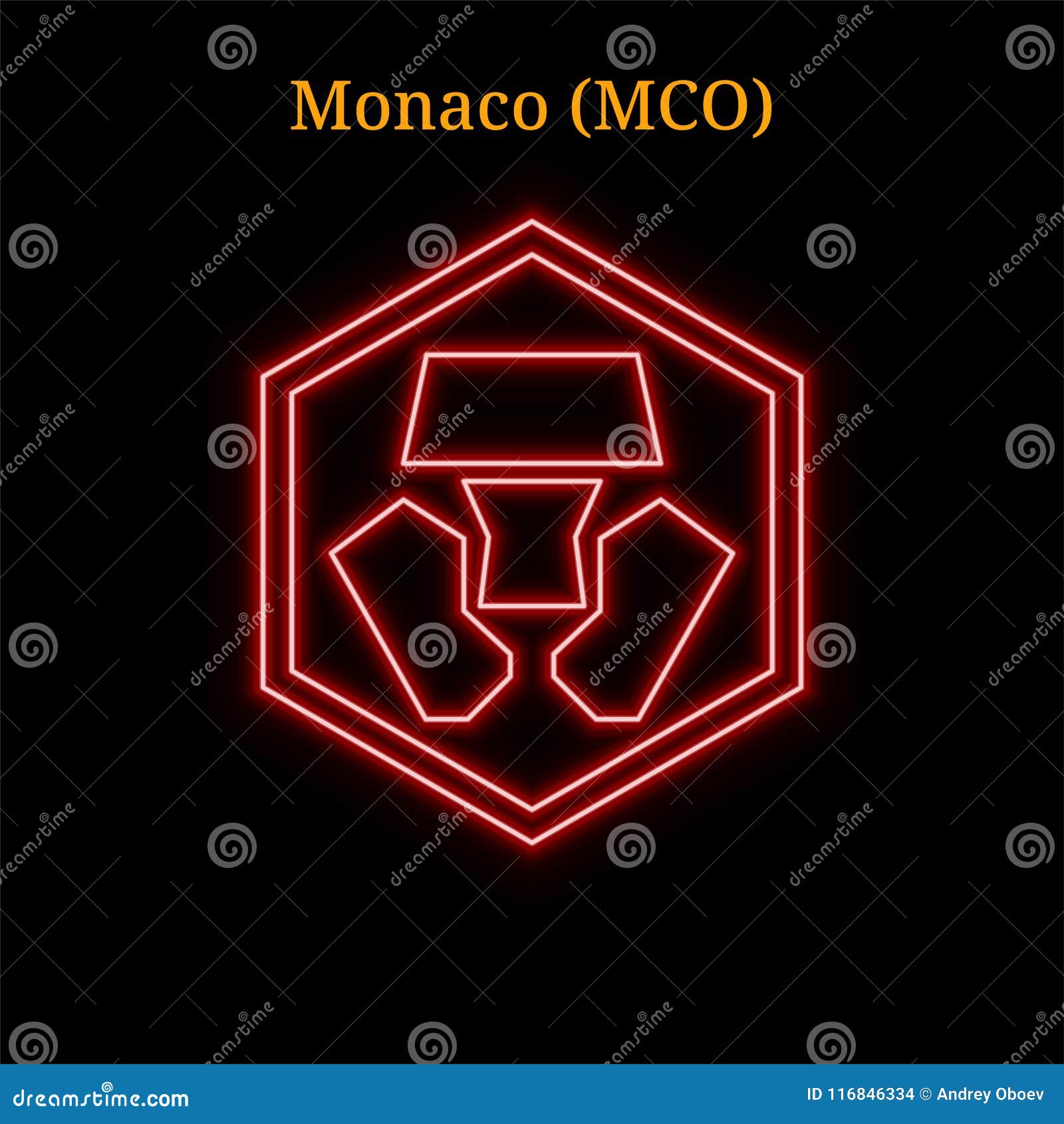 Red Neon Monaco MCO Cryptocurrency Symbol Stock Vector ...