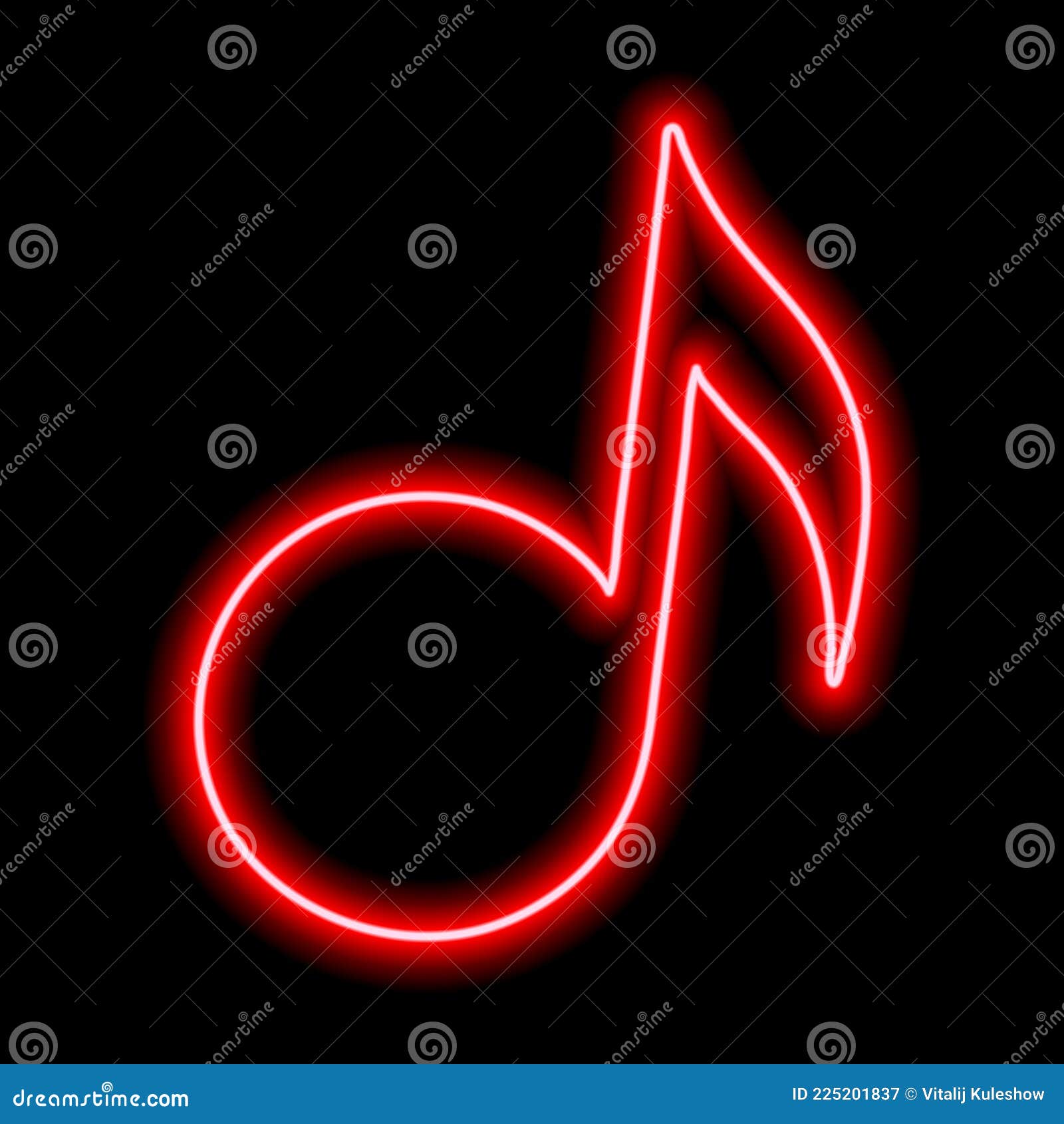 Red Neon Note Sign on a Black Background Stock Illustration