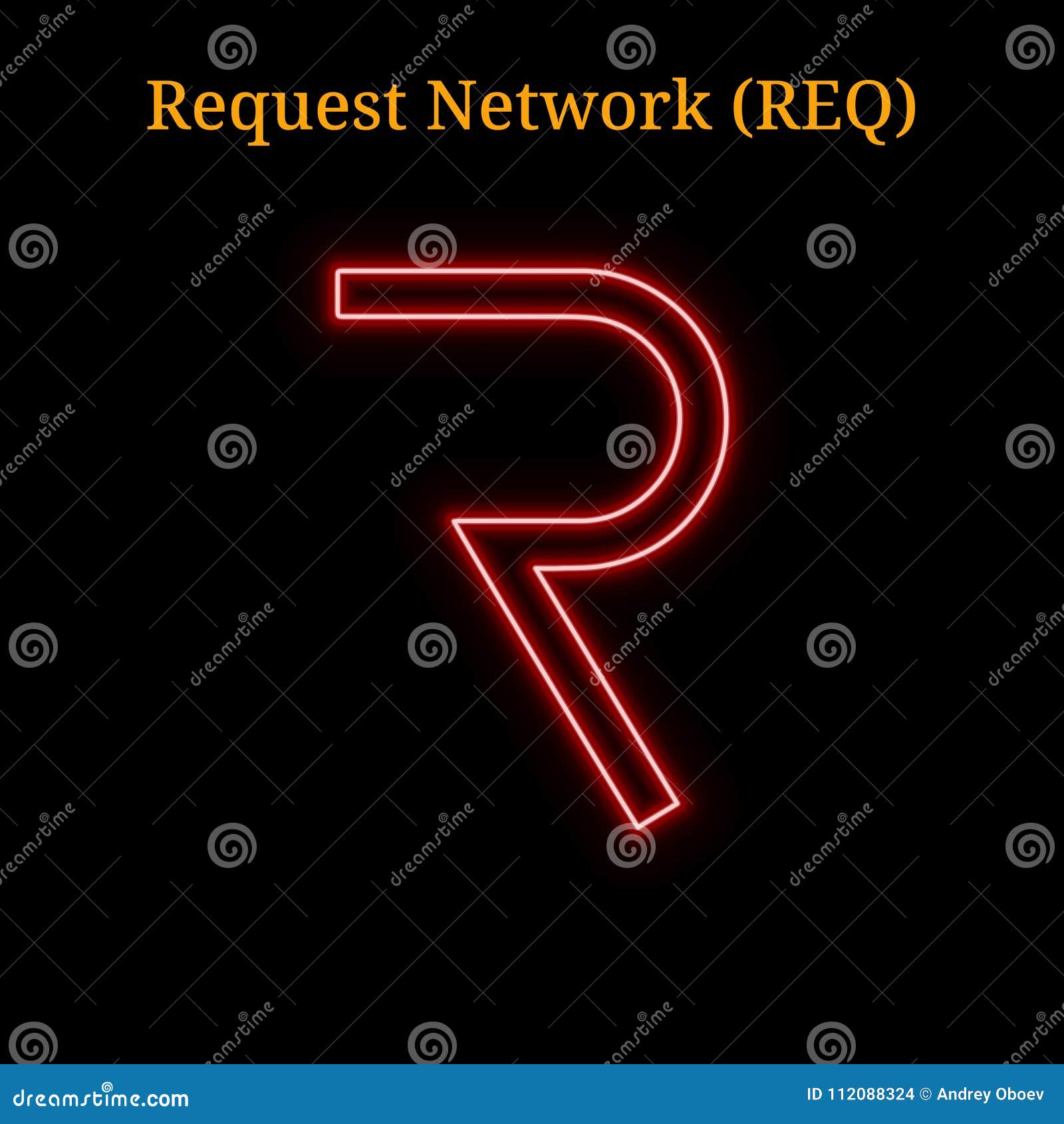 Red Neon Request Network (REQ) Cryptocurrency Symbol Stock ...