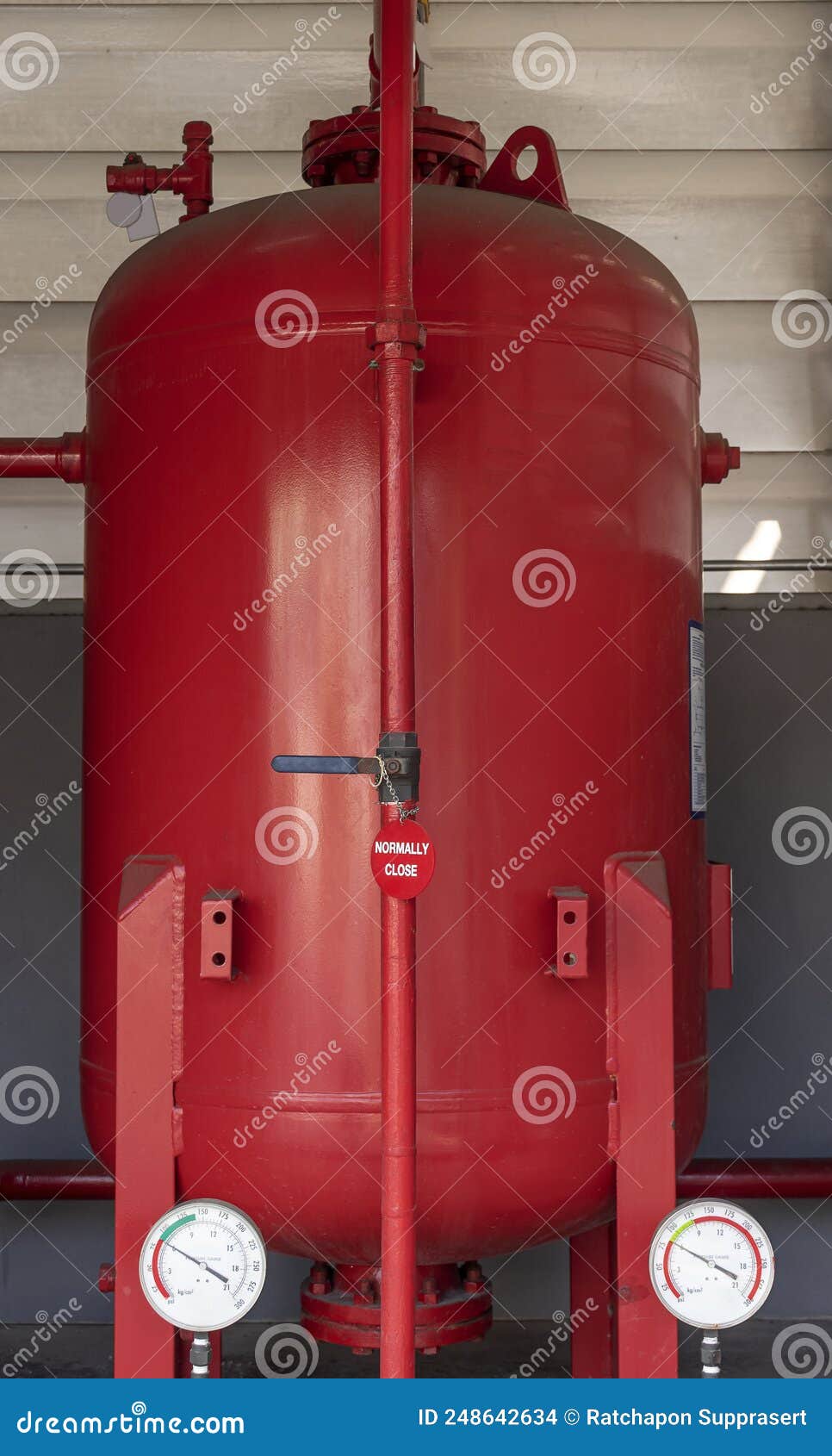 Red Nitrogen Tank for Fire Suppression System Stock Photo Image of plumbing, tank 248642634