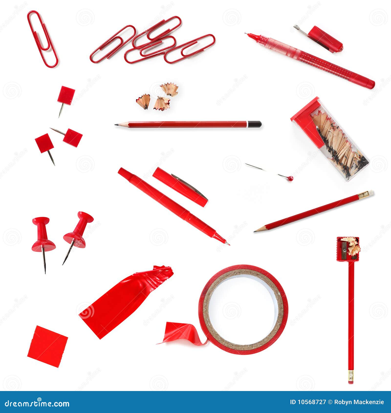 Red Office Supplies stock image. Image of marker, office 10568727