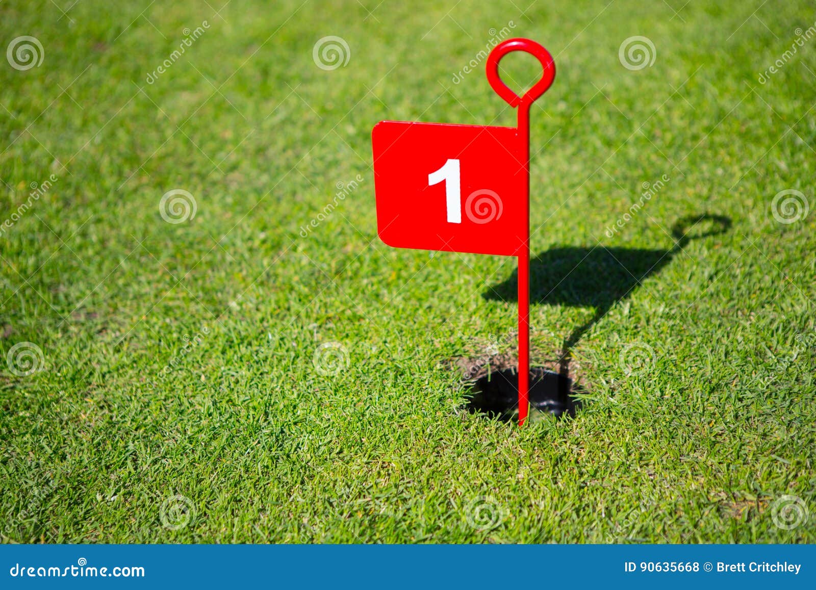 Red 1 One 1st Hole Golf Flag Stock Photo - Image of golf, copyspace