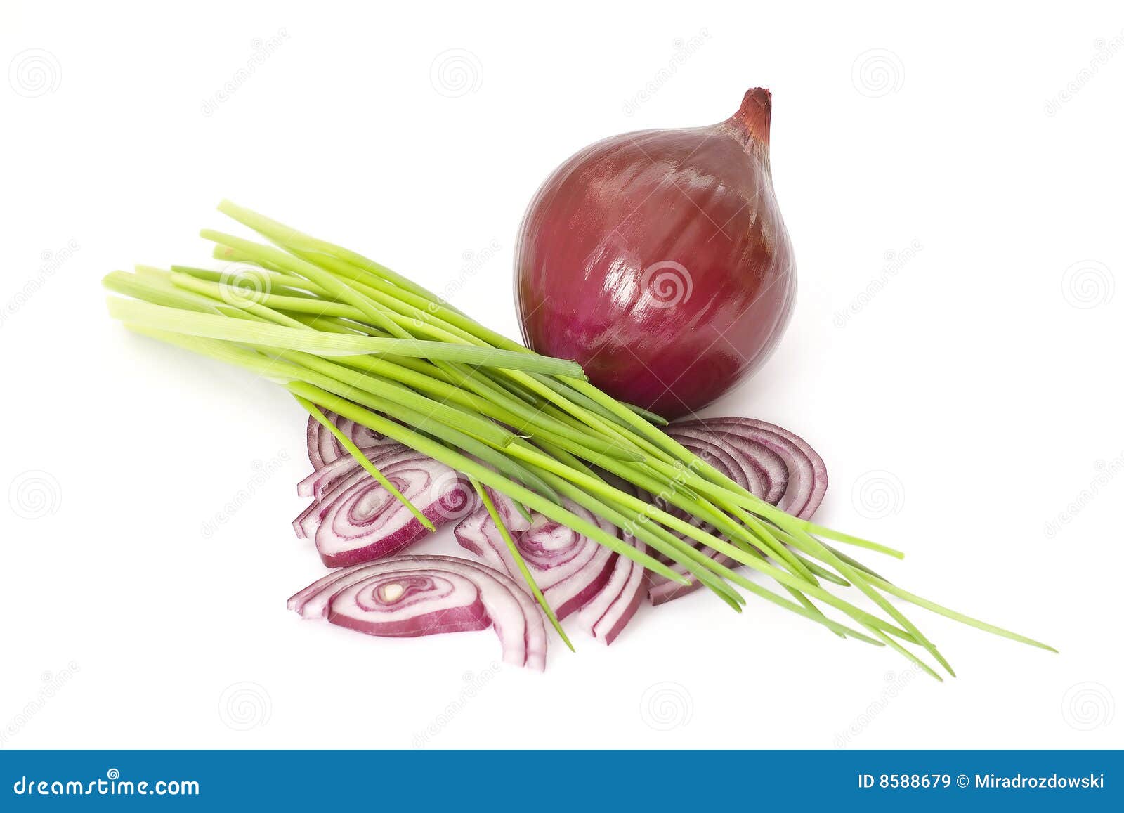 Red onion and chives stock image. Image of organic, cutting 8588679