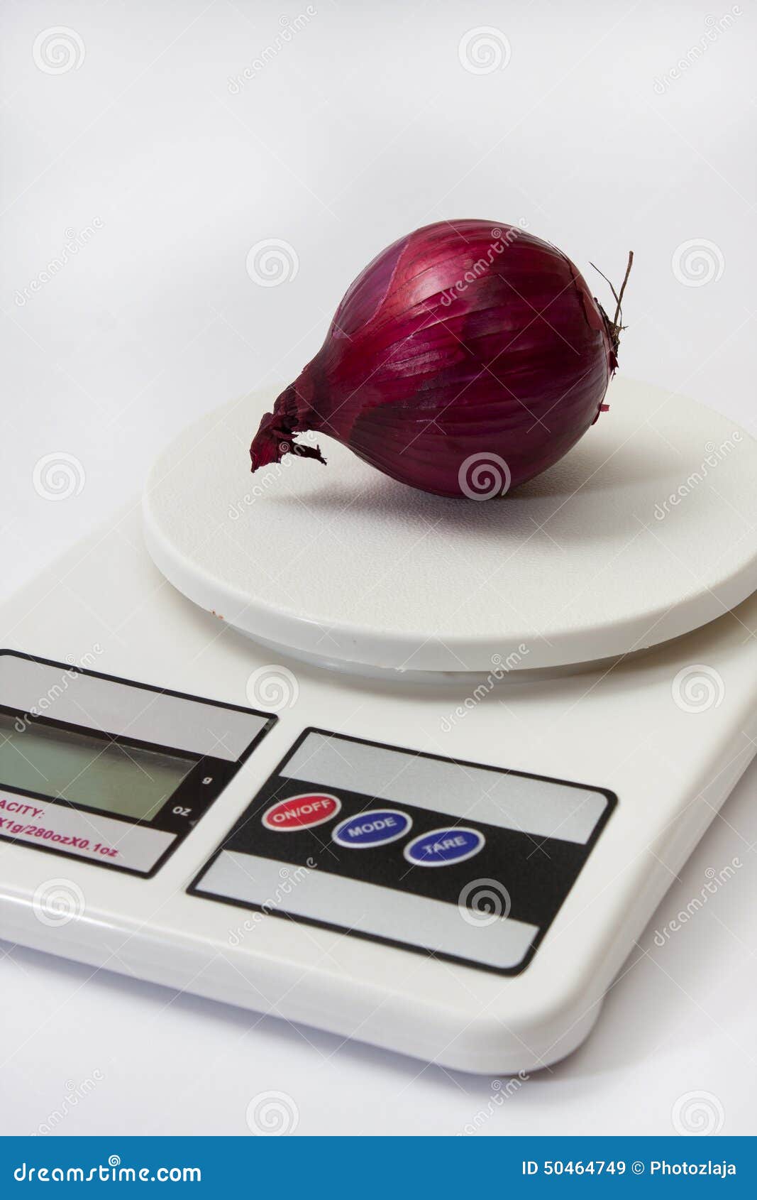 Red Onion on a Digital White Kitchen Scale Stock Image - Image of