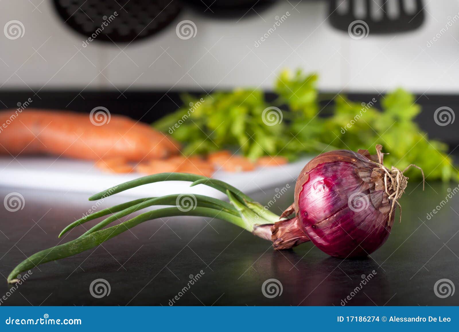 Red Onion in a Kitchen stock photo. Image of life, horizontal - 17186274