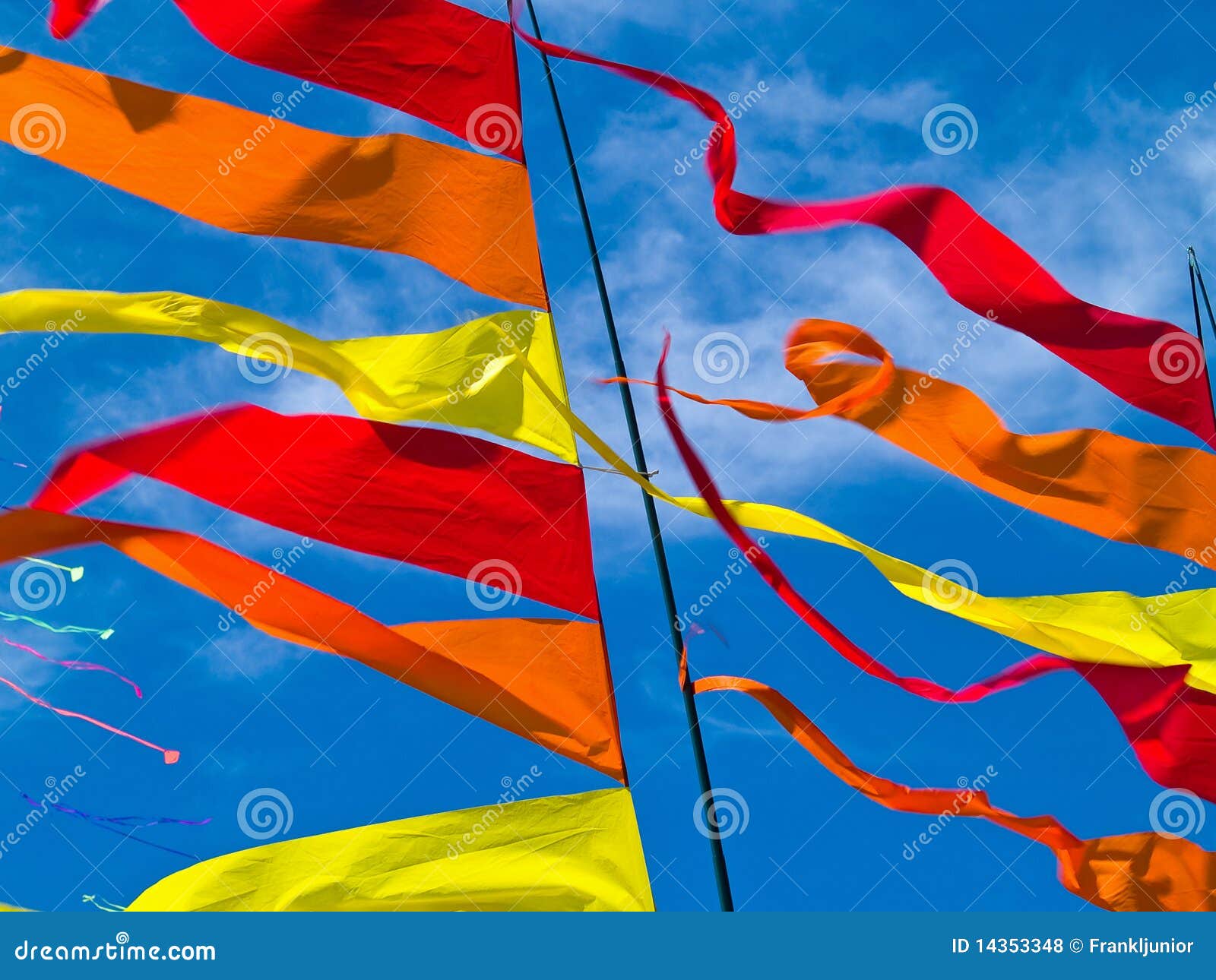 Red, Orange, and Yellow Flags Waving Stock Photo Image of celebration