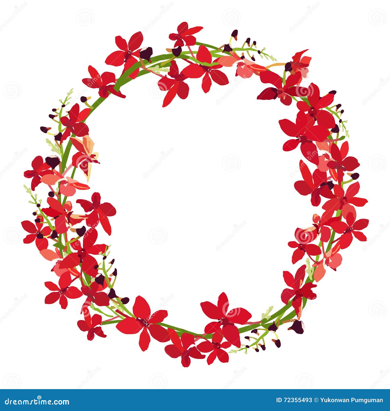 Red Floral Circle Frame Vector Illustration 89173184