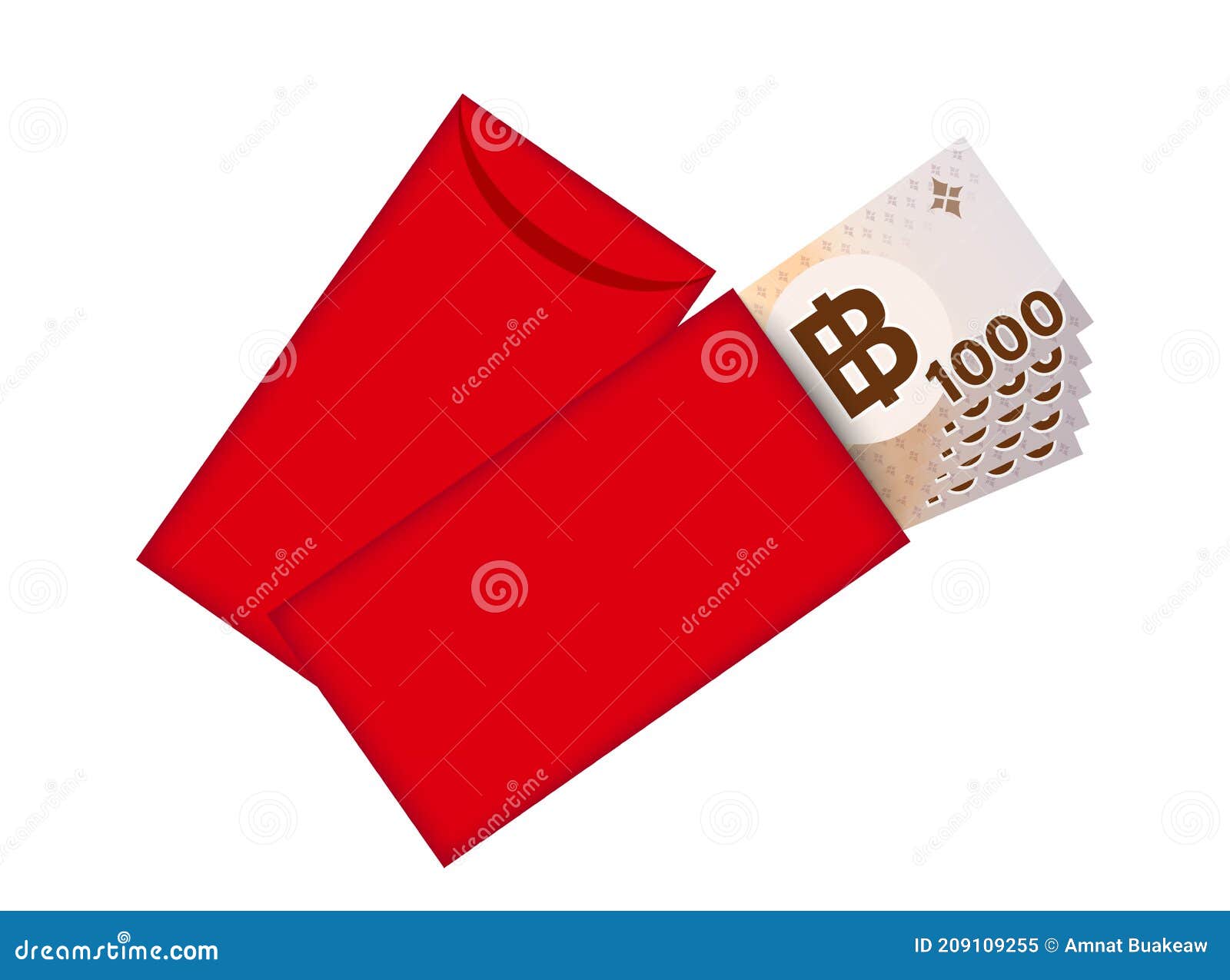 Red Packet and Money Banknote Thai Baht Red Envelope for New Year
