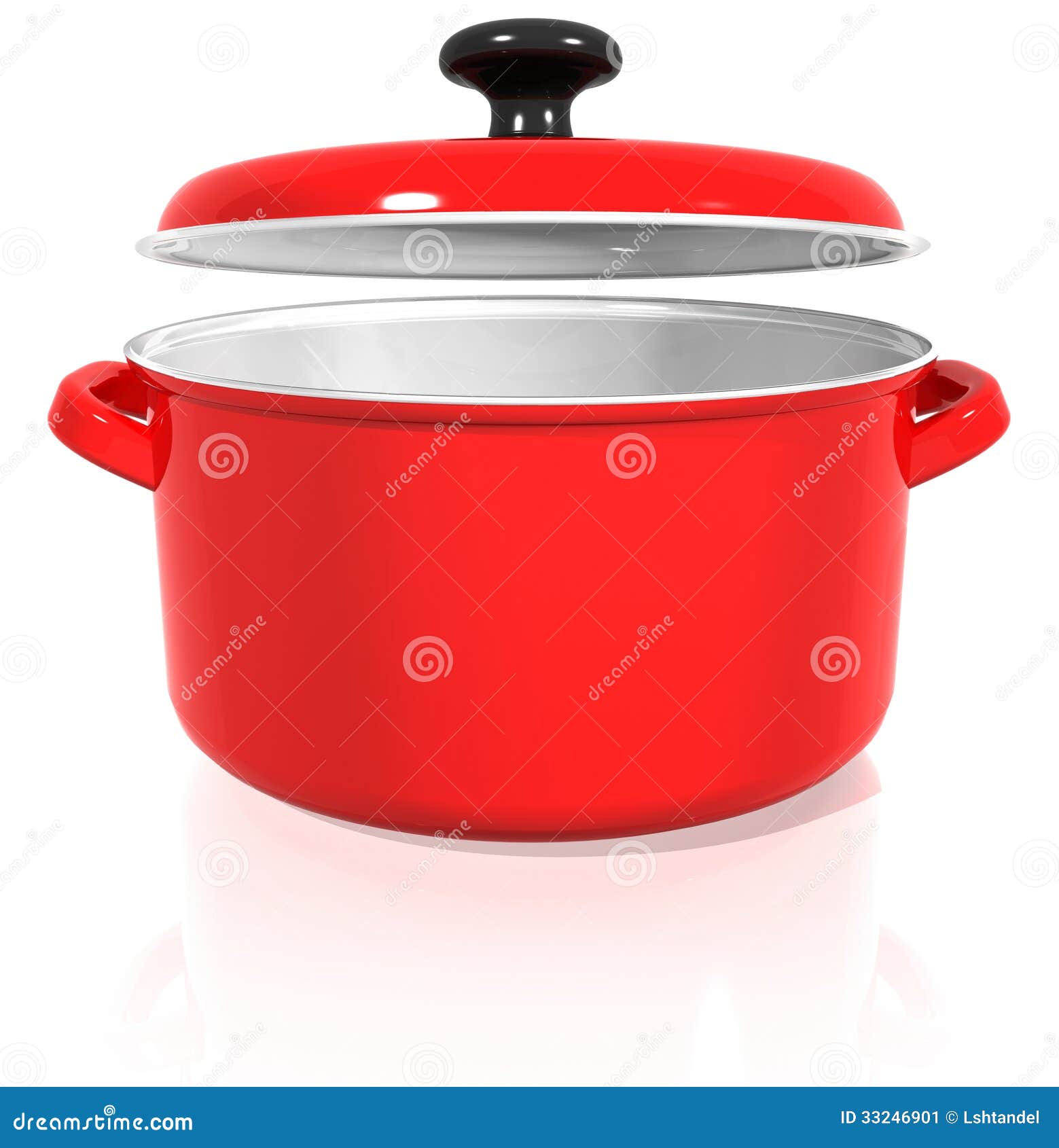 Red Pan with a Raised Lid on a White Background Stock Illustration ...