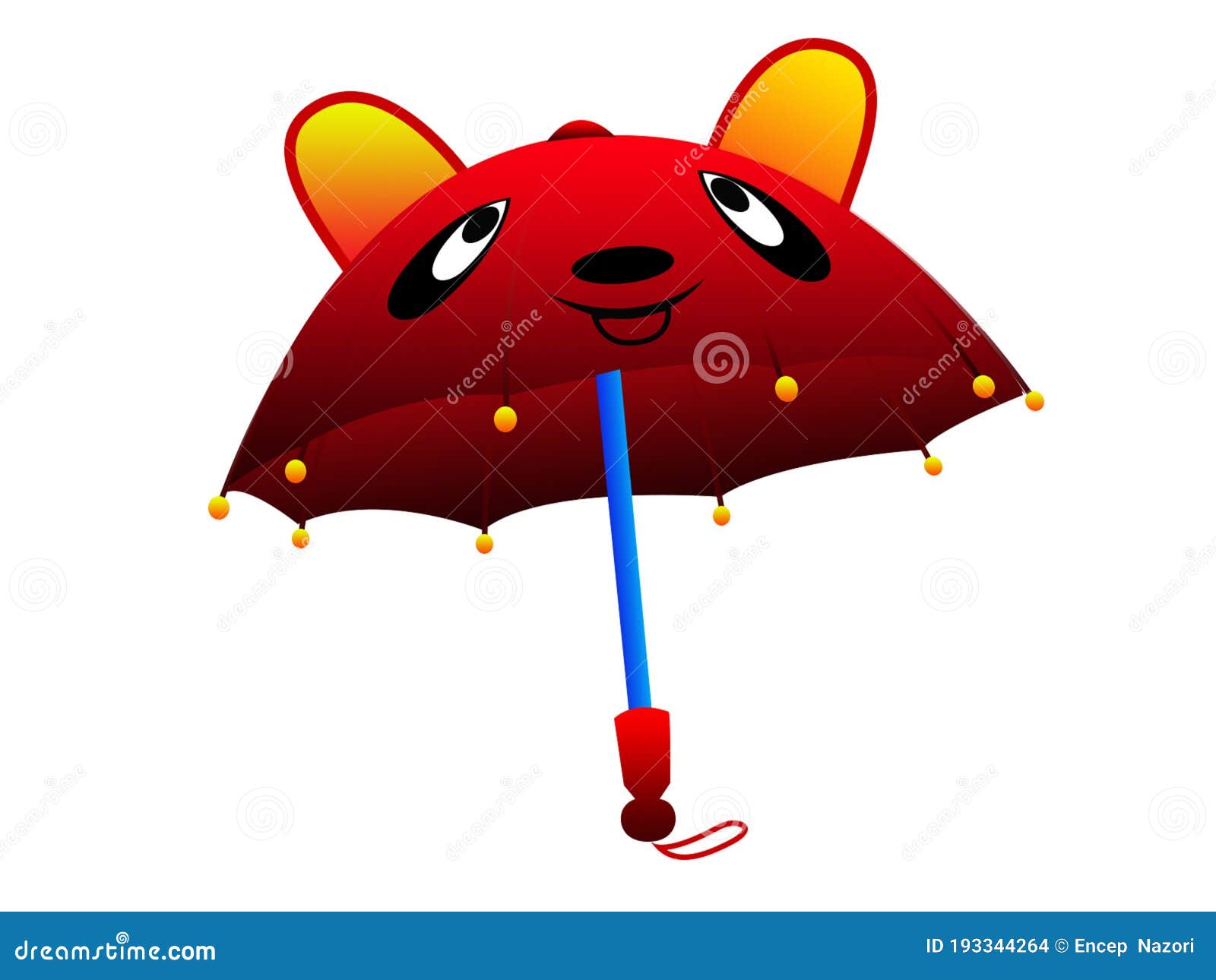 A Pretty Interesting Red Umbrella With Panda Headed Stock Illustration