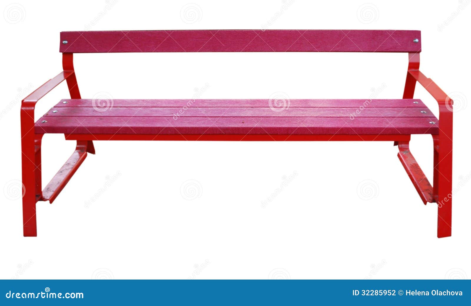 red park bench stock photo. image of relax, exterior