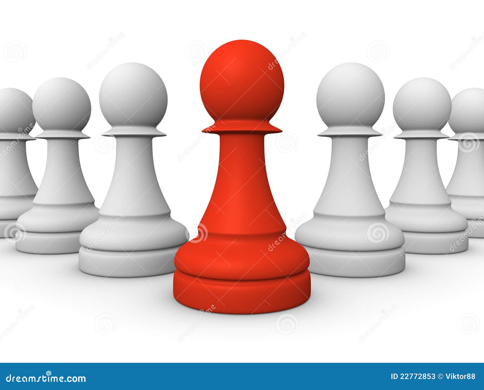 Red Pawn in Front of White Pawns Stock Illustration - Illustration of ...