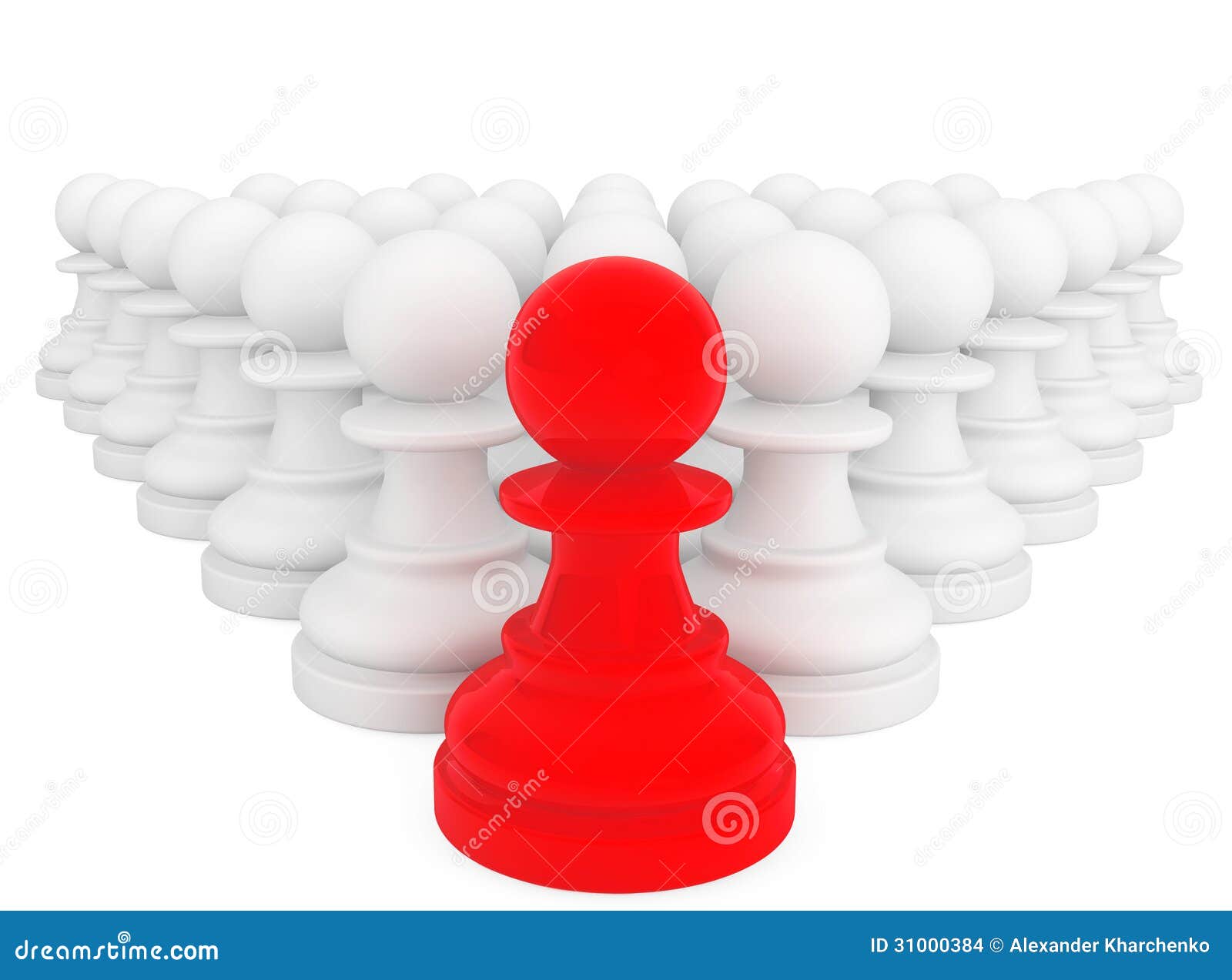 Red Pawn in Front of White Pawns Stock Illustration - Illustration of ...