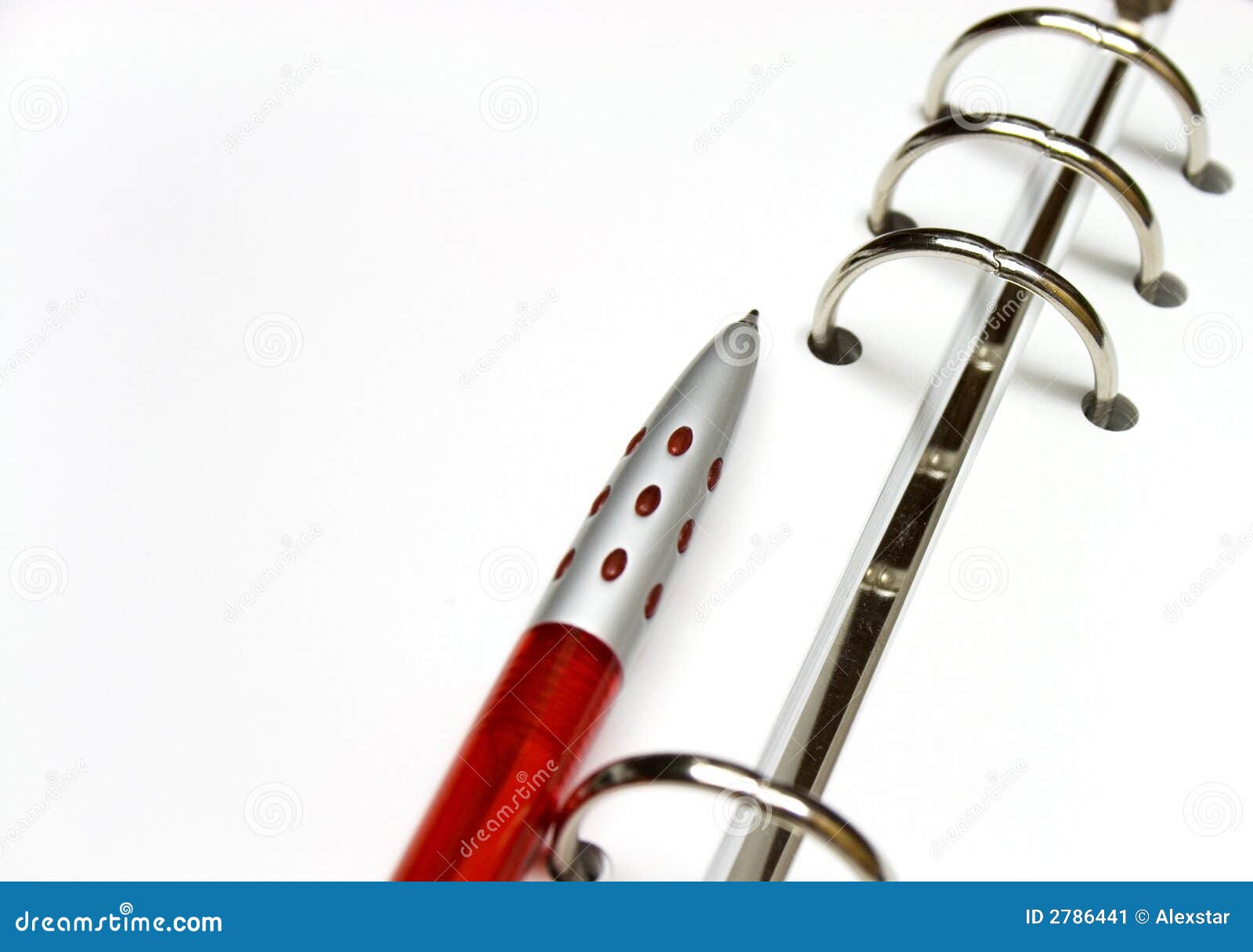 Red pen in a binder stock image. Image of class, white 2786441