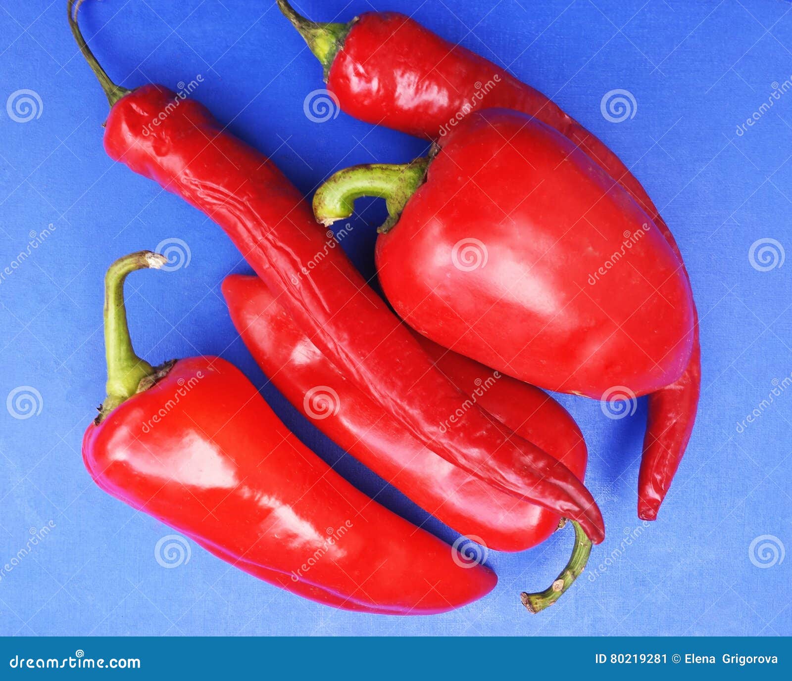 Red Pepper on Blue Background Stock Image Image of fresh, aubergine