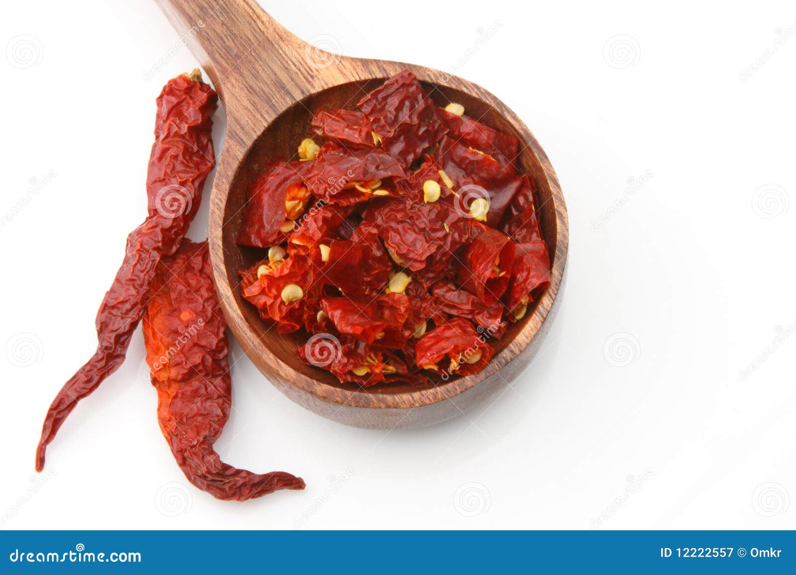 Hot Red Pepper Flakes In Flight. Plenty Of Fresh Fruit Along With The