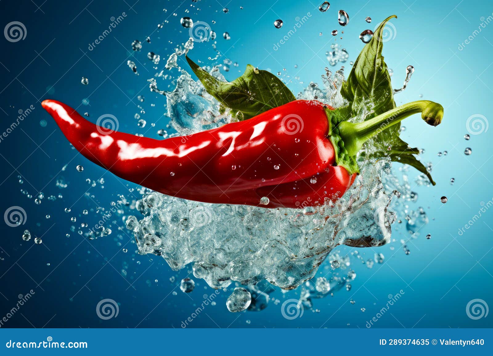 Red Pepper is Floating in the Water with Splash of Water. Generative AI