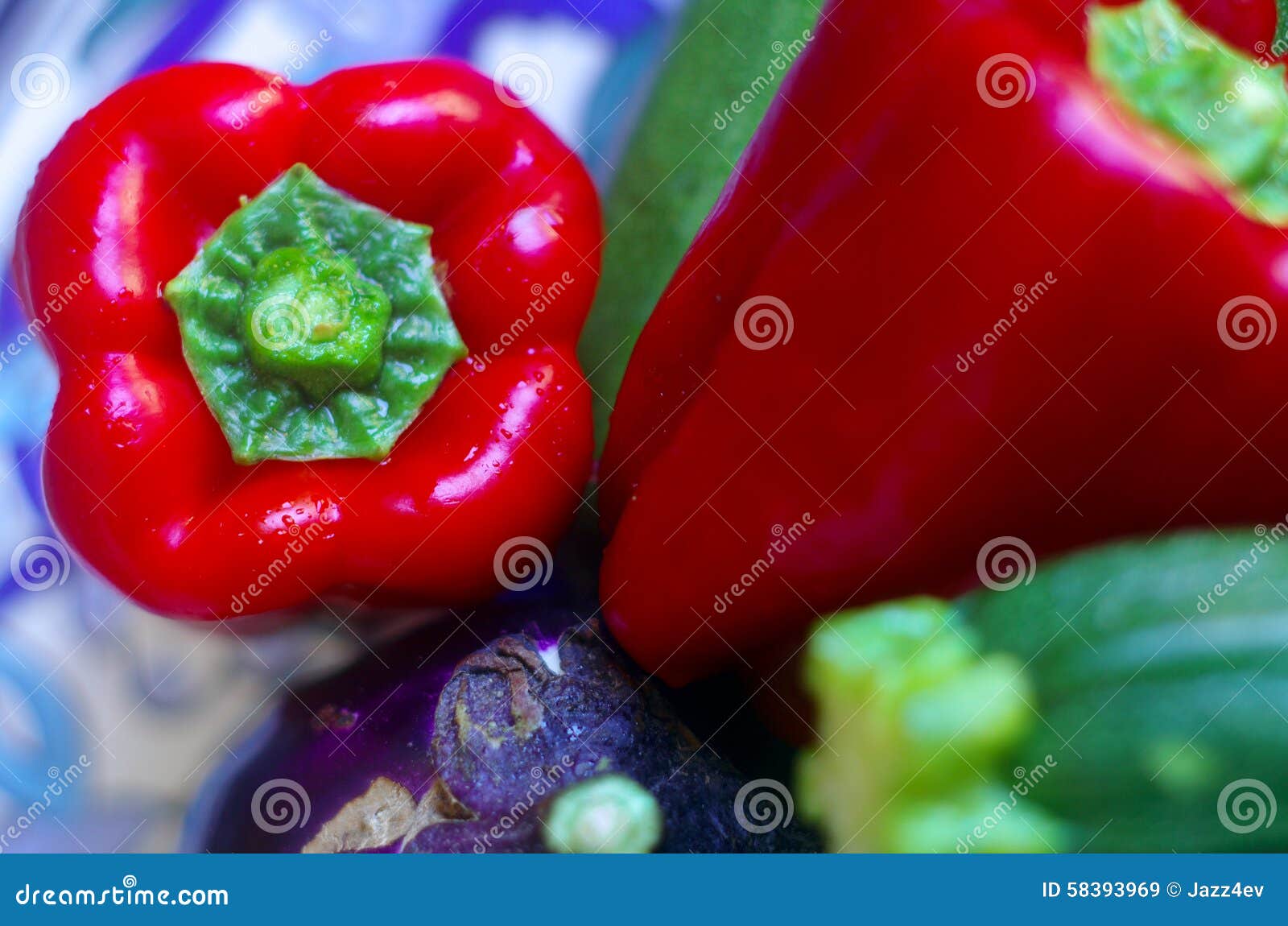 Red Peppers, Eggplant and Zucchini Stock Image Image of green