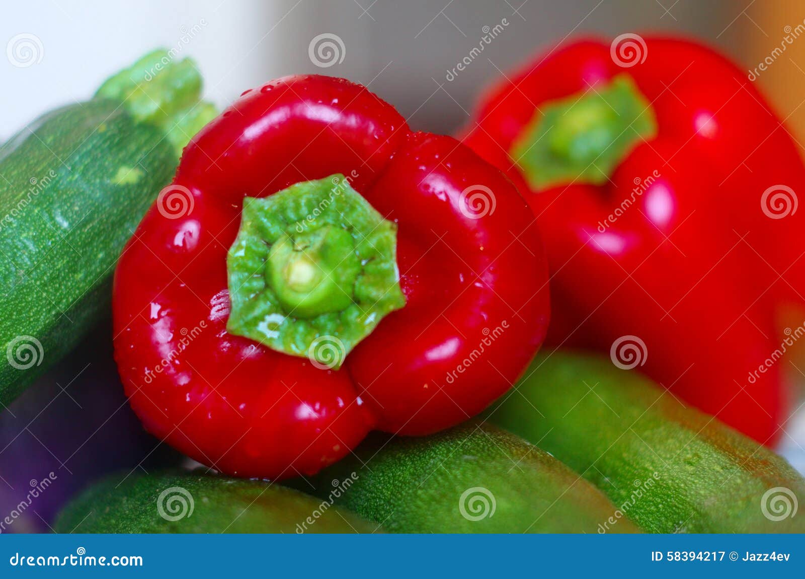 Red Peppers, Eggplant and Zucchini Stock Image Image of courgette
