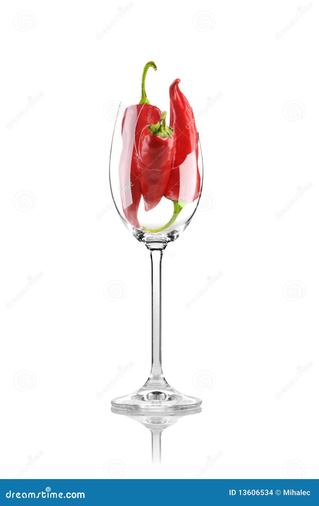 Red peppers in wine glass stock photo. Image of white 13606534