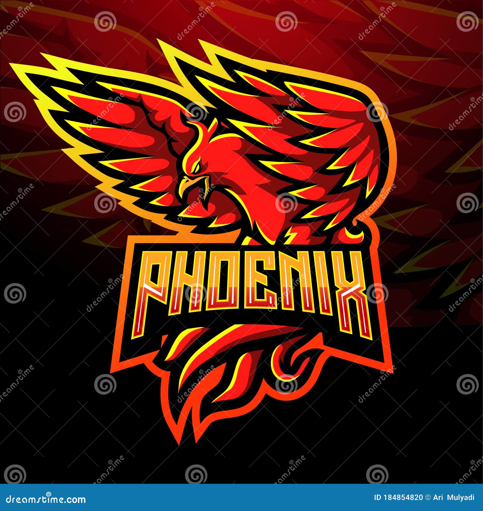 Red Phoenix Esport Logo Mascot Design. Stock Vector - Illustration ...