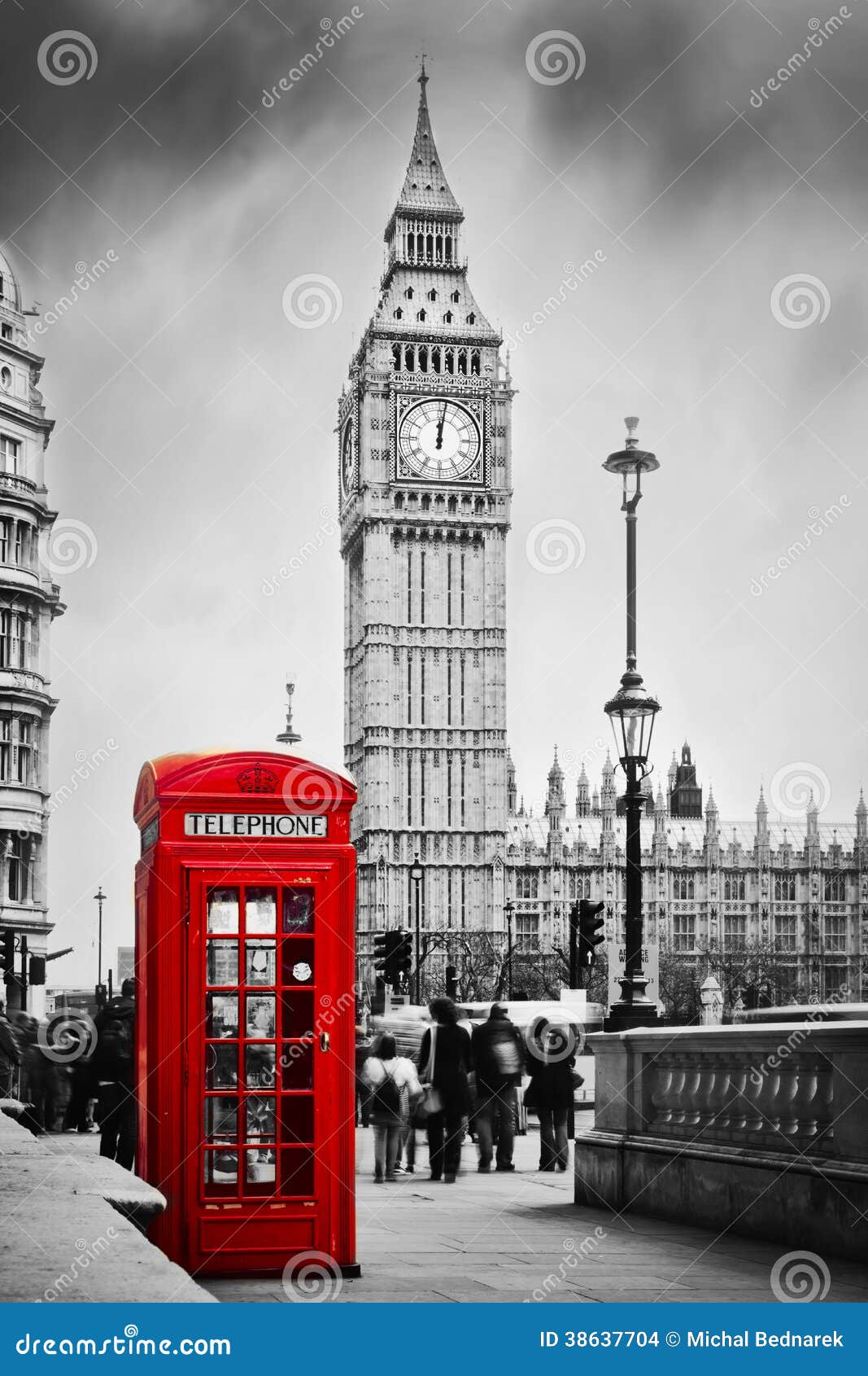 red phone booth and big ben in london, england uk.