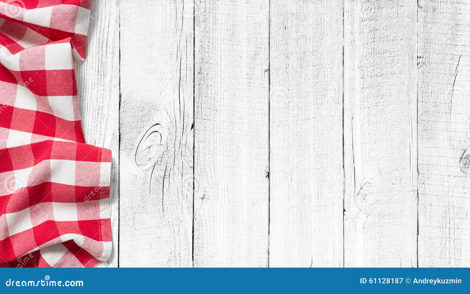 Red Picnic Tablecloth on White Wood Table Stock Image - Image of