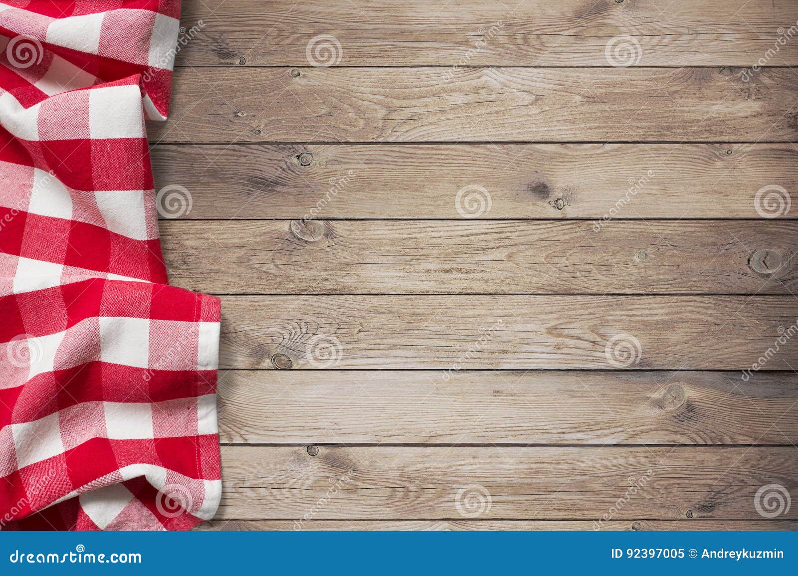 Red Picnic Tablecloth on Wood Table Background Stock Image Image of