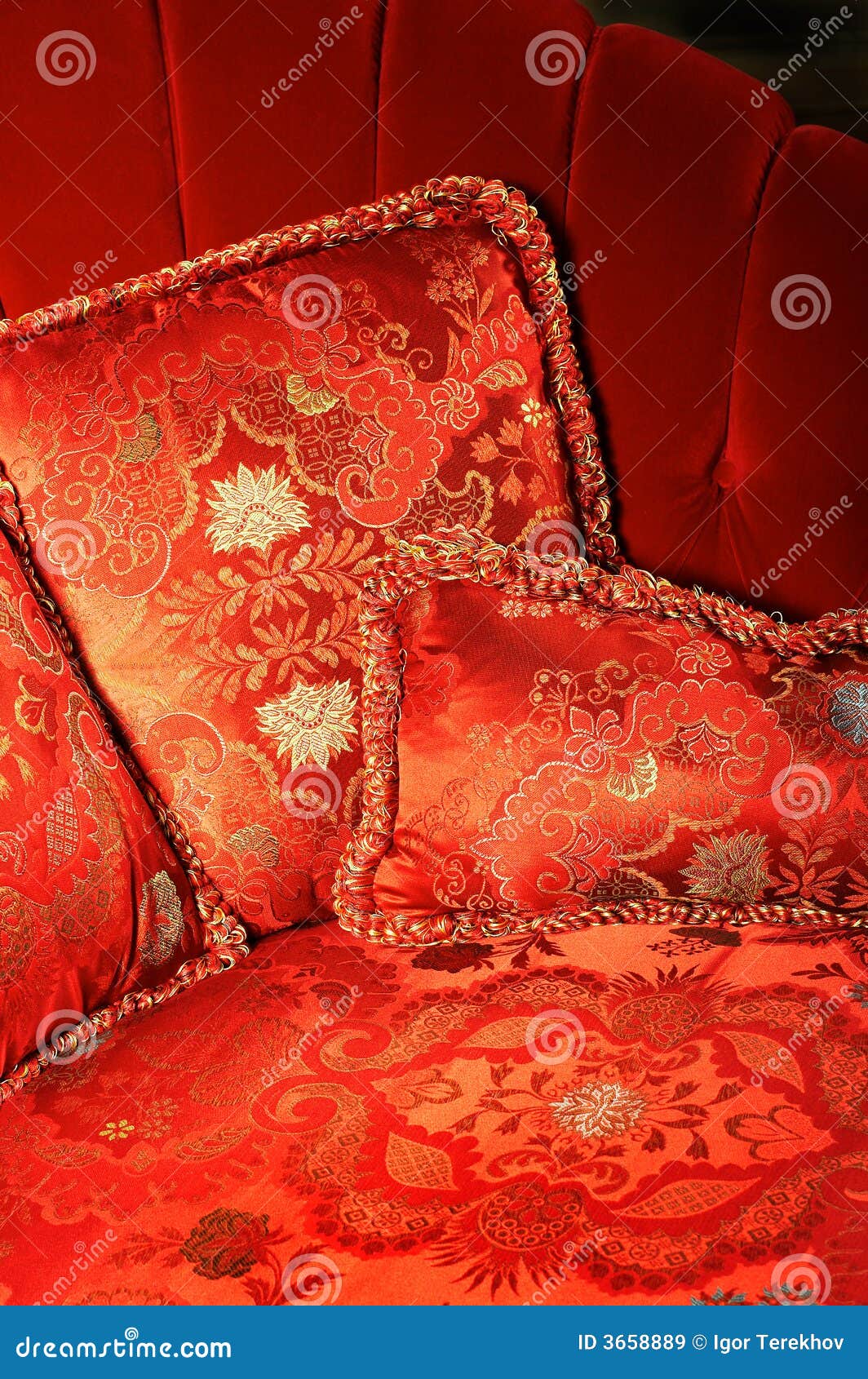 Red Pillow with an Ornament Stock Image Image of relaxation, domestic