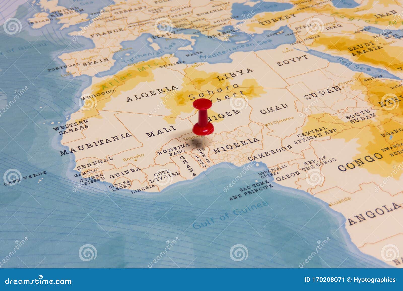 Red Pin Benin World Map 170208071 